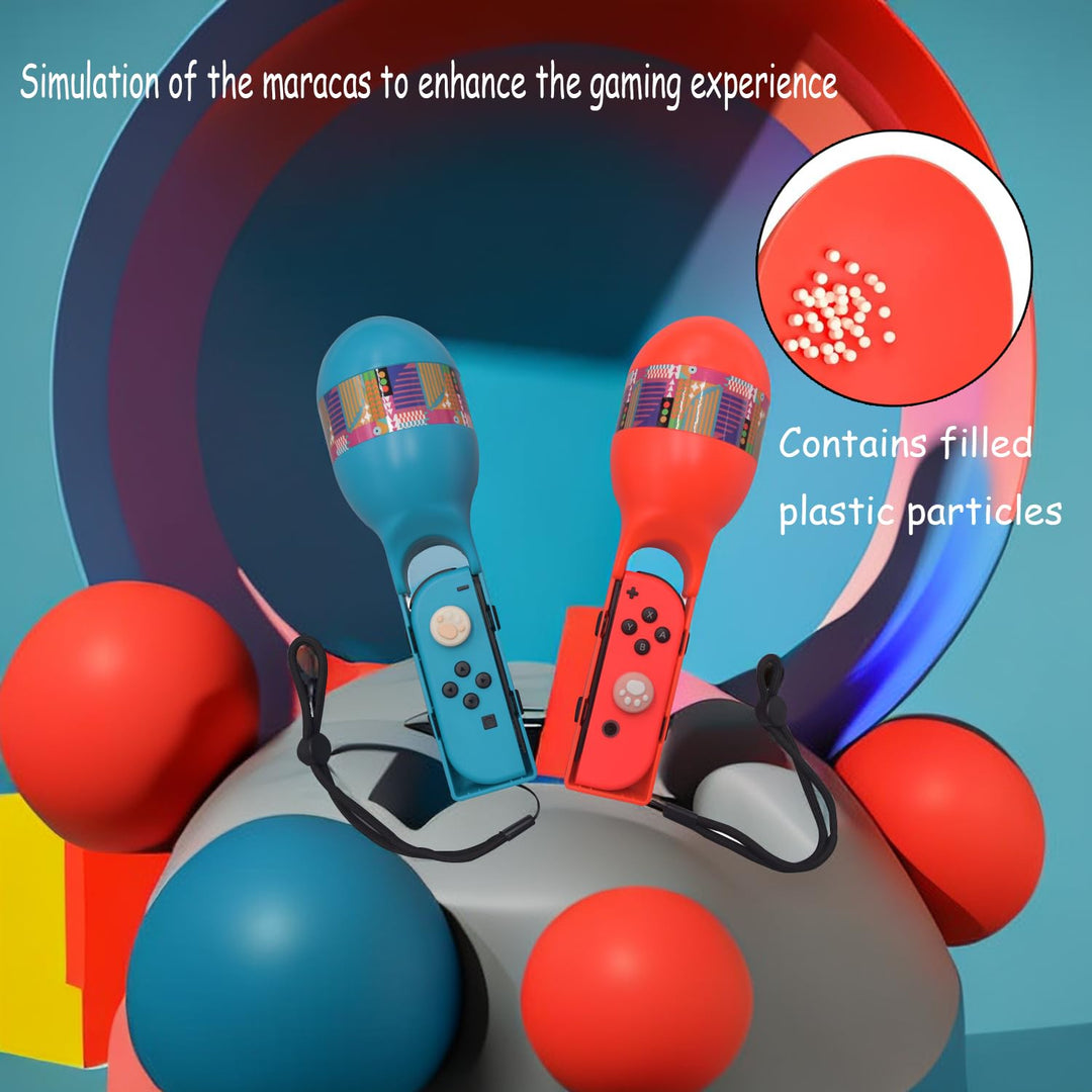 2Pcs Game Sand Hammer Hand Grip for Switch/Switch OLED, Compatible with Switch Samba De Amigo Party Central/ Switch Left and Right Sand Hammer Grip with Wrist Strap Sport Game Accessories (Blue-red) Retail $10.00