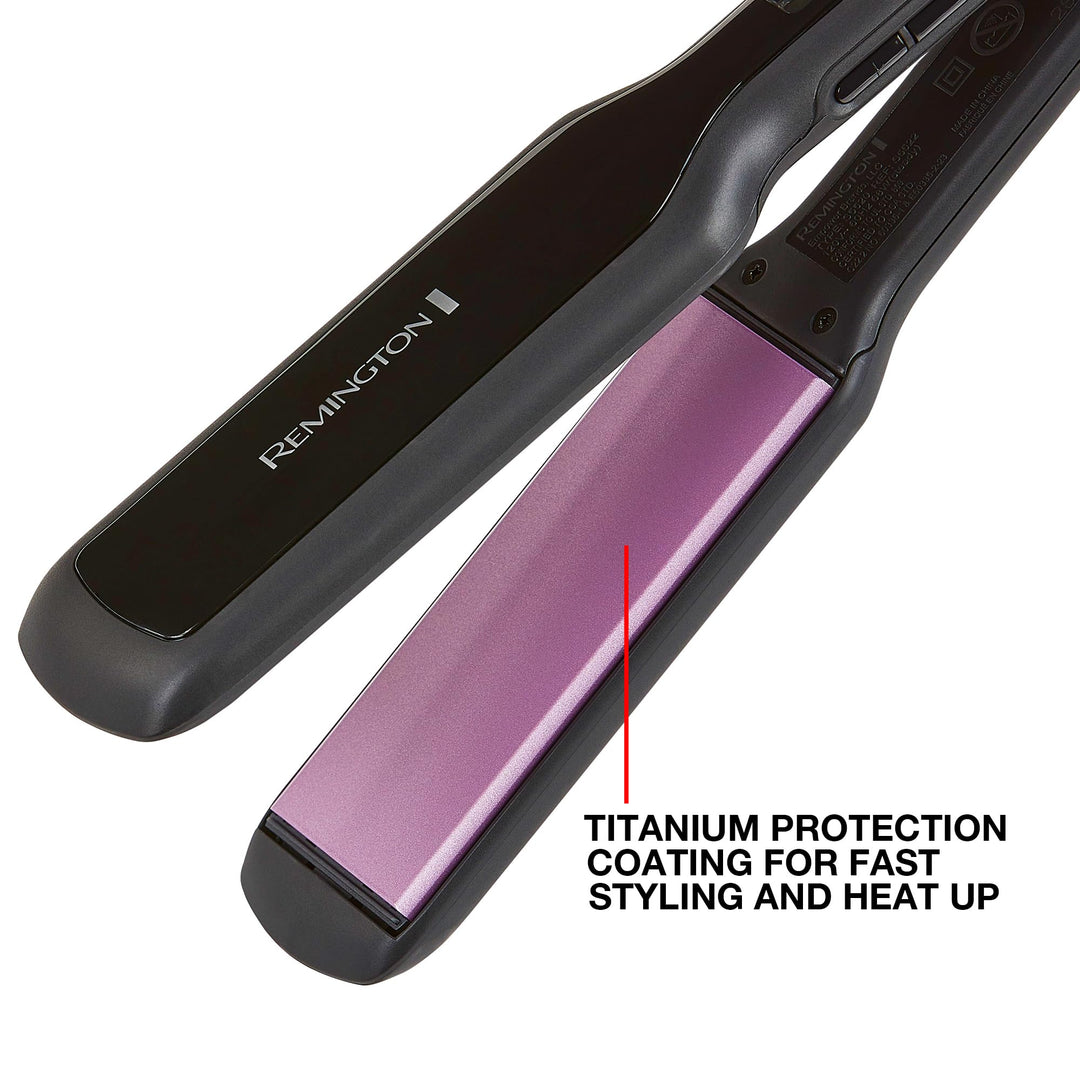 Remington 1 3/4" Flat Iron, Hair Straightener with Anti-Static Technology, 30-Second Heat Up & 60 Minute Auto Shut-off, 30% Longer Ceramic Floating Plates, Titanium + Ceramic Coating Retail $24.99