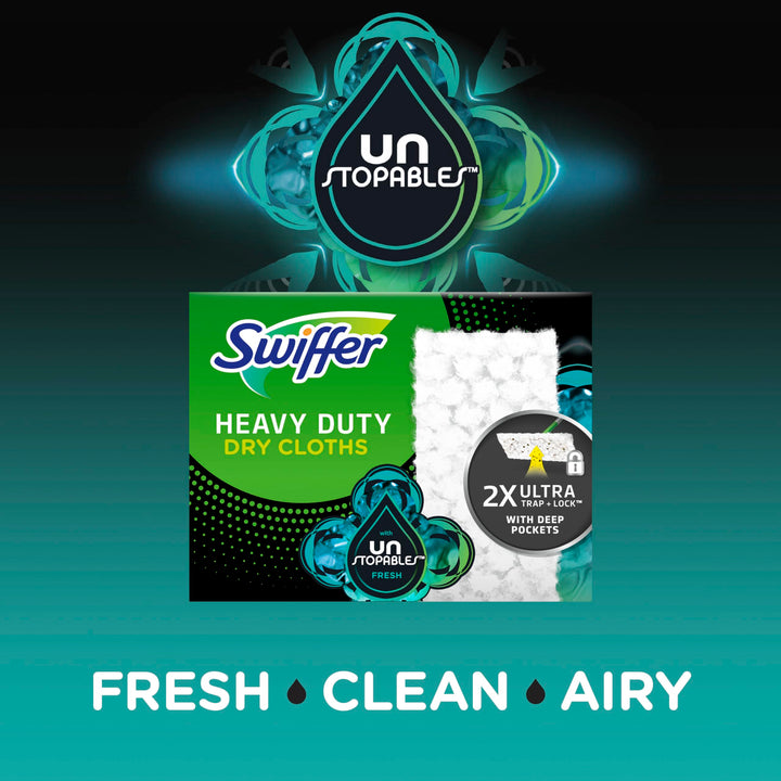 Swiffer Sweeper Heavy Duty Dry Multi-Surface Cloth Refills for Floor Sweeping and Cleaning, Unstopables Fresh Scent, 20 Count Retail $18.99