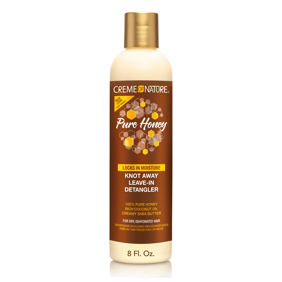 Creme of Nature Pure Honey Knot Away Leave-In Detangler, Instantly Detangles & Improves Manageability, With Coconut Oil & Shea Butter, For Dry, Dehydrated Hair, 8 oz