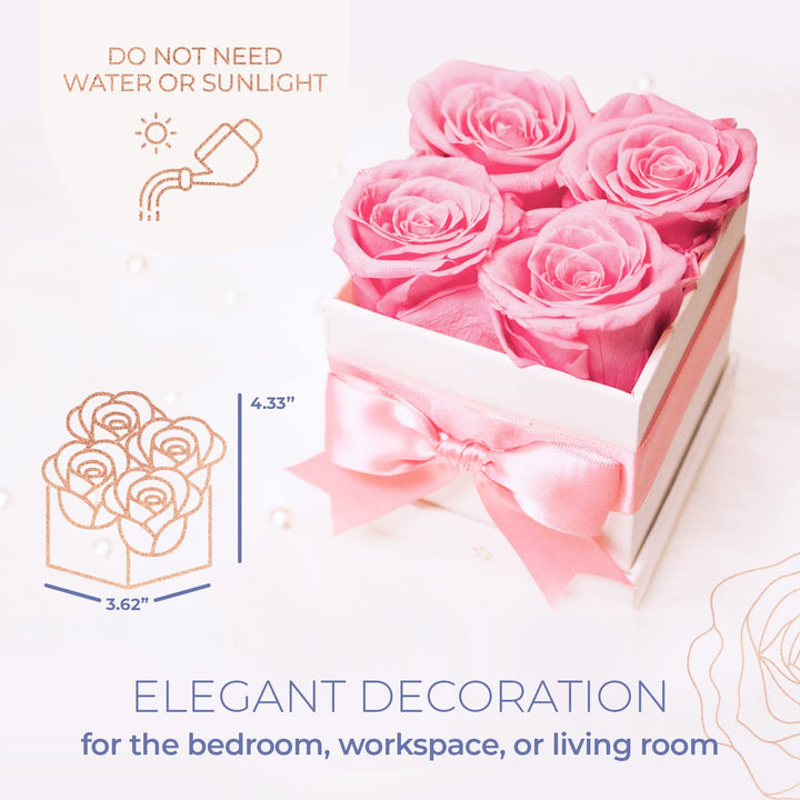 AROMEO Pink Roses, A Gift That Lasts | Fresh Flowers for Delivery, Mothers Day Gifts, Mom, Girlfriend, Wife, Mother, Birthday, Women Gift. Preserved Fresh Cut Zero Maintenance Roses with Box Retail $69.99