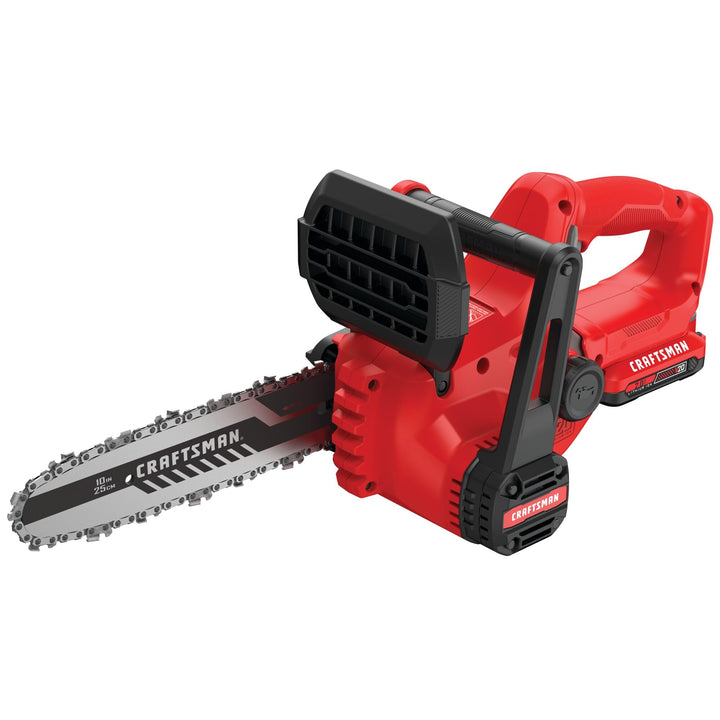 CRAFTSMAN Mini Chainsaw, 10 inch Mini Chainsaw Cordless, Electric Chain Saw, V20 Battery and Charger Included, Handheld Tree Trimmer Wood Cutter (CMCCS610D1) Retail $179.00