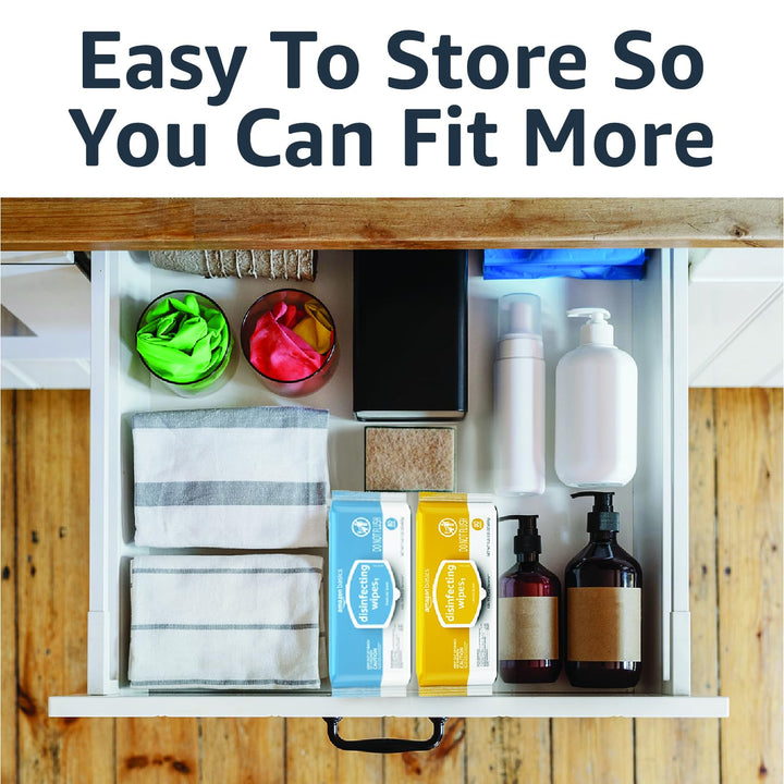 Amazon Basics Disinfecting Wipes, Lemon & Fresh Air Scent, Sanitizes/Cleans/Disinfects/Deodorizes, 320 Count (4 Packs of 80)