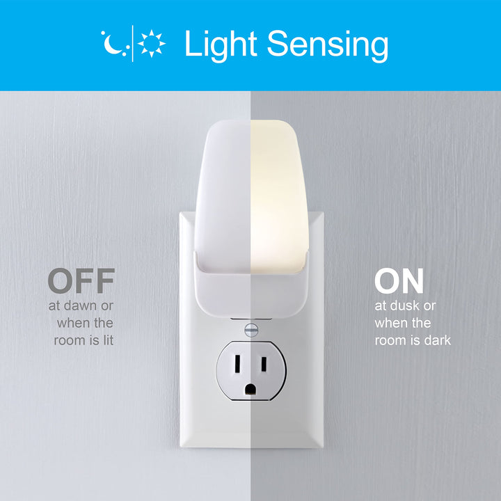 GE LED Night Light, Plug-in, Dusk to Dawn Sensor, Warm White, Ambient Lighting, Ideal Kids Adults Nightlight for Bedroom, Bathroom, Nursery, Hallway, Kitchen, 30966, 2 Pack Retail $11.99