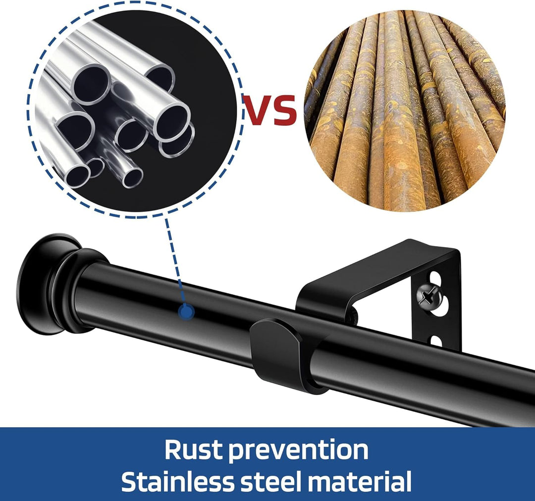 Curtain Rods 2 Pack 5/8 inch Black Curtain Rods for Windows 30 to 116 Inch with Brackets Easy to Install for Bedroom Living room Kitchen Retail $30.99