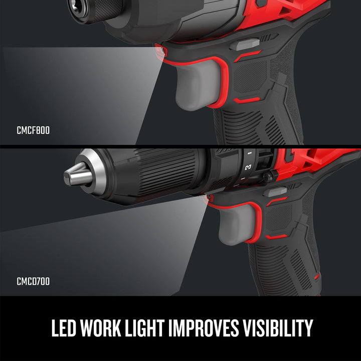 CRAFTSMAN V20 MAX Cordless Drill Driver and Impact Driver Set, Power Tool Set with 2 Batteries and Charger, LED Work Light, 2 Bits, Bag (CMCK200C2) Retail $169.00