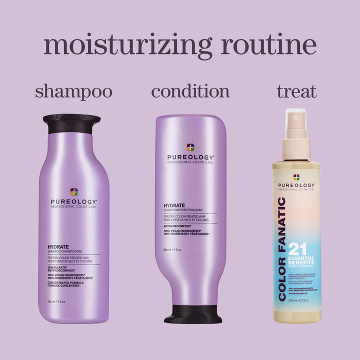 Pureology Hydrate Conditioner - For Dry or Color Treated Hair, Nourishing Conditioner to Restore Moisture and Seal in Hydration, Vegan, 9 Fl Oz