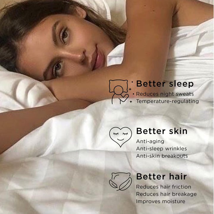 NGHT Reversible Silk Pillowcase: 100% Mulberry Silk one Side, 100% Eucalyptus Other Side - Anti-Slip Silk Pillow Covers for Soft Hair & Skin - 38” x 20” King Size Retail $70.00