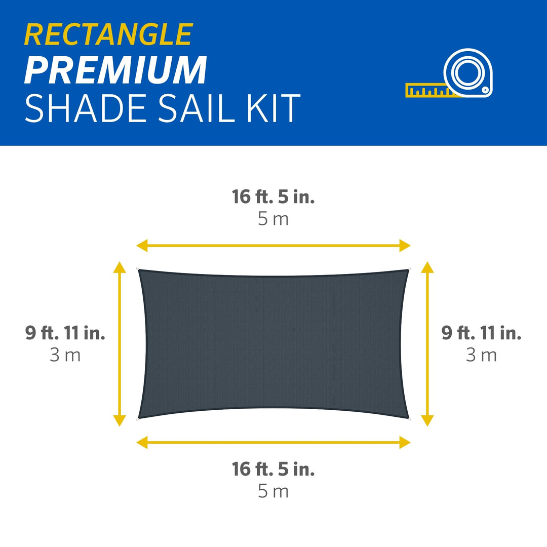 Coolaroo Premium Shade Sail Kit - 95% UV Block Commercial-Grade Luxe Matte Finish Sun Shade with Stainless Steel Hardware for Permanent Outdoor Covearage, 16ft 5in x 9ft 11in Rectangle, Beech Retail $271.16