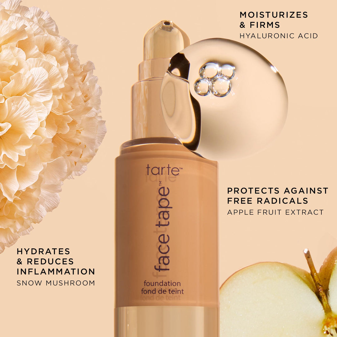 Tarte Face Tape Foundation Ã¢â‚¬â€œ Coverage Matte Finish Foundation with Snow Mushroom & Hyaluronic Acid for Hydration, Waterproof, Vegan & Cruelty-Free