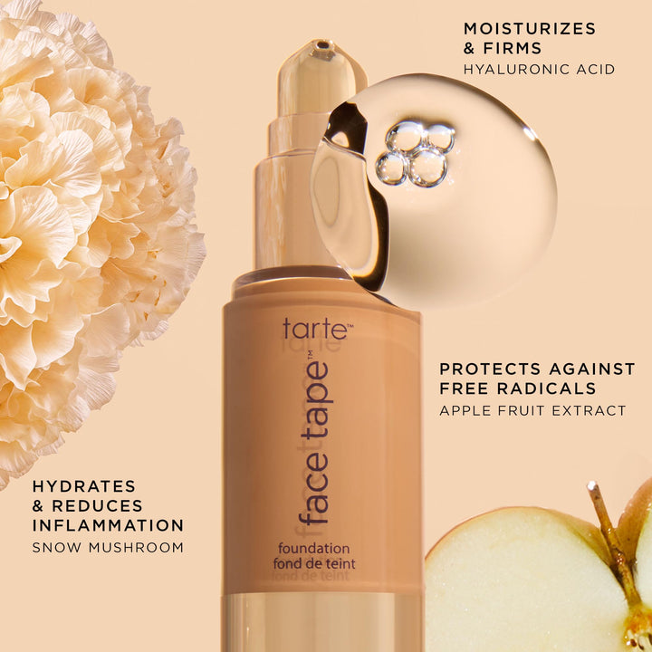 Tarte Face Tape Foundation Ã¢â‚¬â€œ Coverage Matte Finish Foundation with Snow Mushroom & Hyaluronic Acid for Hydration, Waterproof, Vegan & Cruelty-Free