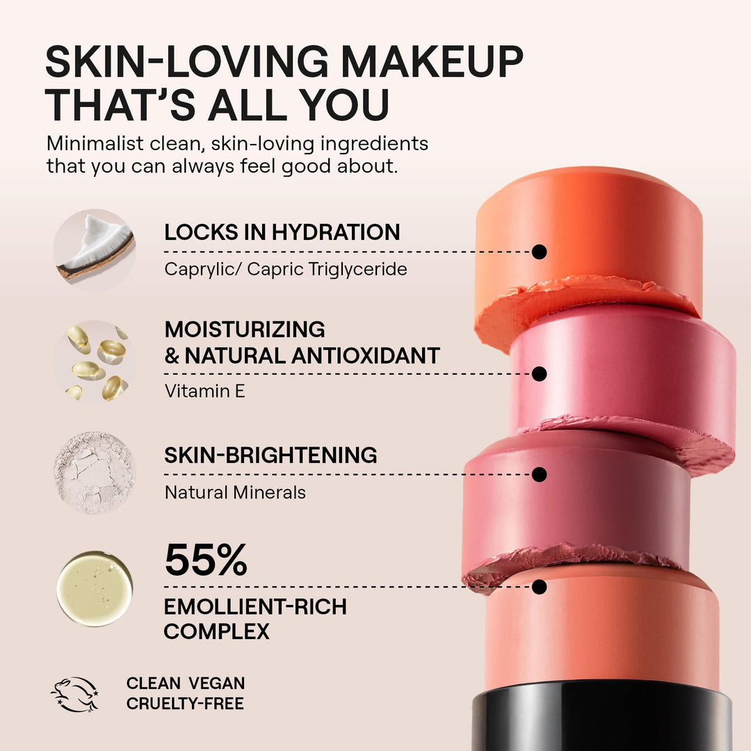 Nudestix Nudies Bloom All Over Dewy Color – 3-in-1 Cream Blush Stick for Cheeks, Eyes & Lips with Built-In Brush | Sheer, Glossy Finish | Vegan, Long-Wear, Multi-Use Makeup (Sweet Peach Peony) Retail $35.00