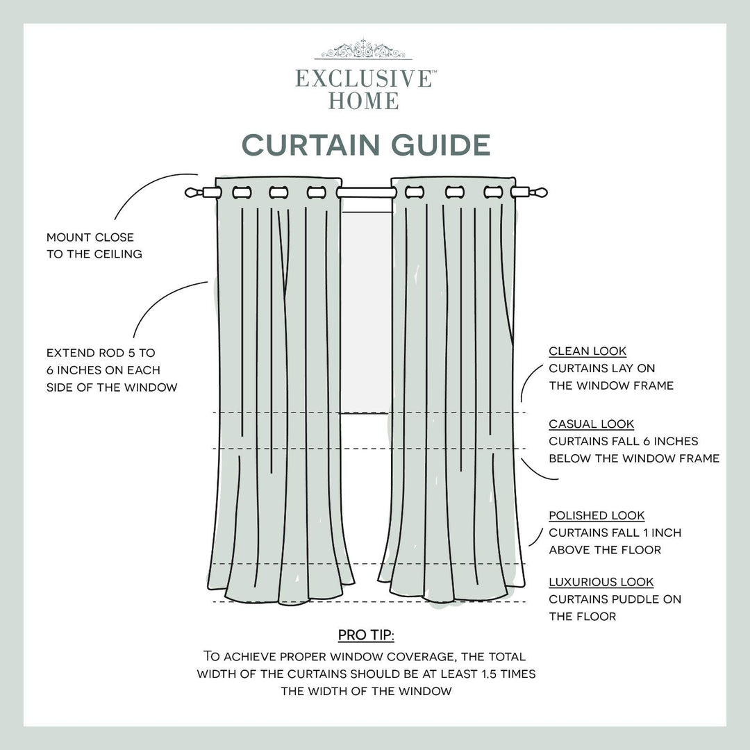 EXCLUSIVE HOME Sateen Twill Woven Room Darkening Blackout Grommet Top Curtain Panel Pair, 52"x96", Linen Retail $20.98