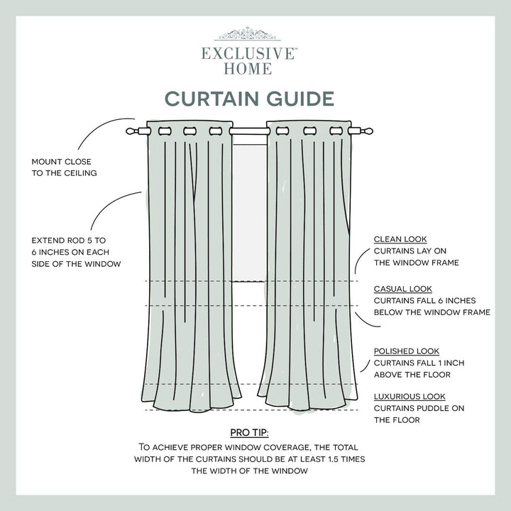EXCLUSIVE HOME Sateen Twill Woven Room Darkening Blackout Grommet Top Curtain Panel Pair, 52"x96", Linen Retail $20.98