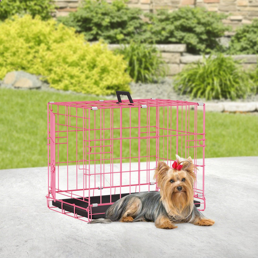 BestPet | Dog Crate | 18" | Pink | Foldable Metal Kennel with Single Doors, Secure Slide-Bolt Latches, Leakproof Tray | Portable Dog Cage for Small Breeds | for Travel, Indoor & Outdoor Use Retail $31.99