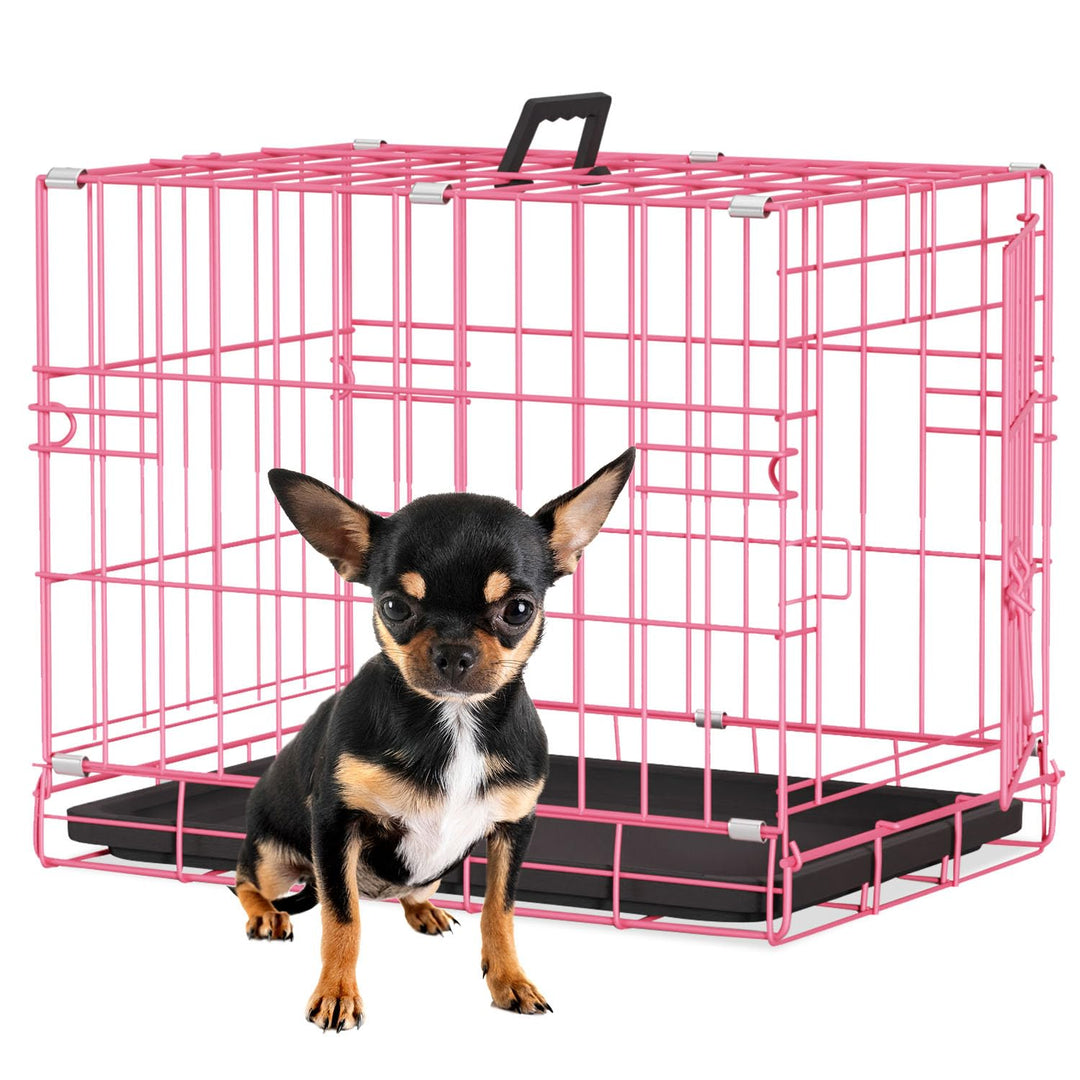 BestPet | Dog Crate | 18" | Pink | Foldable Metal Kennel with Single Doors, Secure Slide-Bolt Latches, Leakproof Tray | Portable Dog Cage for Small Breeds | for Travel, Indoor & Outdoor Use Retail $31.99