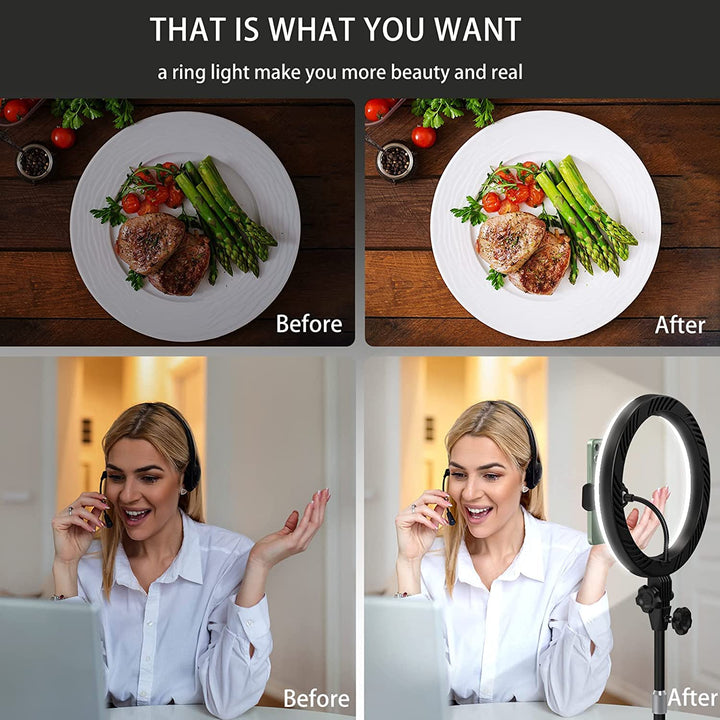 Generic Selfie Series 10" LED Ring Light with Stand, USB Cable, Constant Illumination, Adjustable Brightness & Color Temperature Retail $14.99