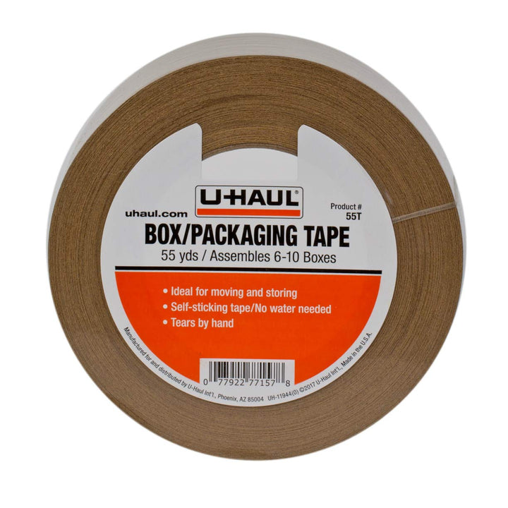 U-Haul Moving Box Paper Tape (Ideal for Moving, Packing, & Storage Boxes) - 1 Roll of 55 Yard Tape - Easily Tears By Hand Retail $11.99