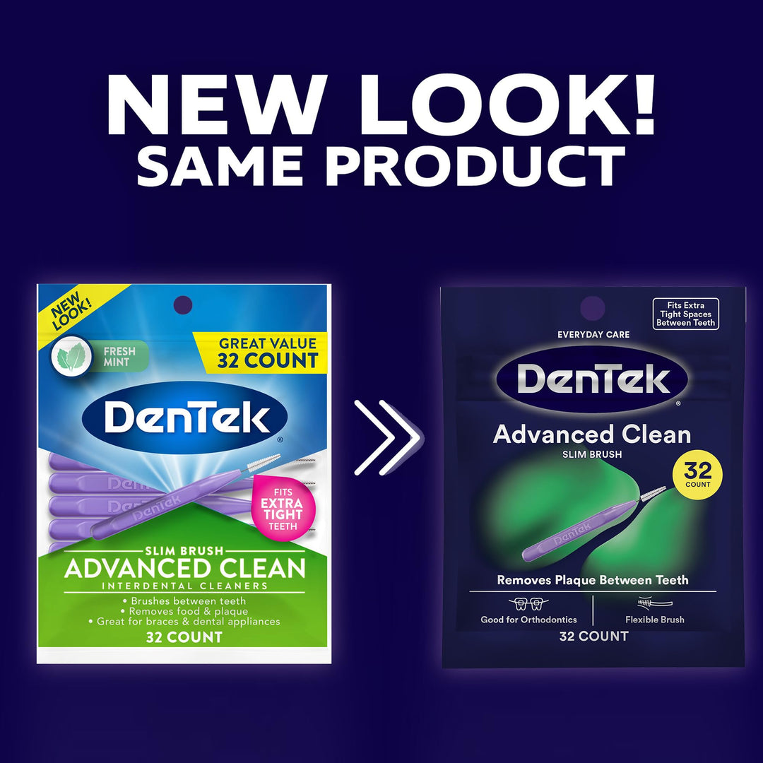 DenTek Slim Brush Advanced Clean Interdental Cleaners, Extra Tight, 32 Count