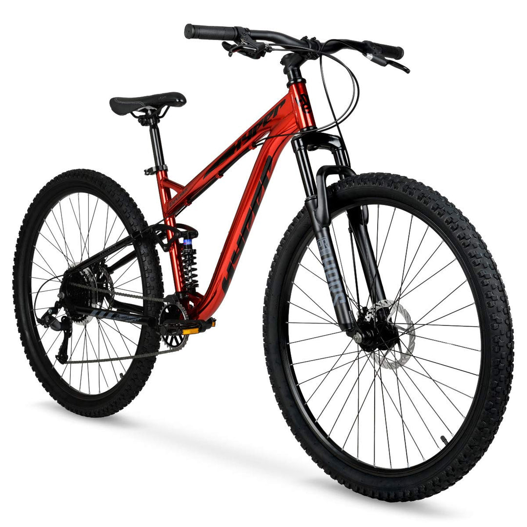Hyper Mountain Bike for Men or Women 29 Inch Mountain Bike. Shimano 9 Speed Shifters and Lightweight Aluminum Hard Tail MTB Bike Frame. Full Suspension Explorer (Red)
