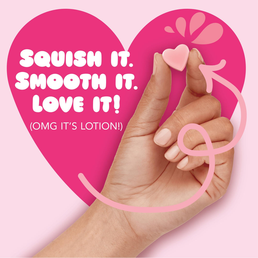 Jergens Cherry Almond Lotion Bursts, Squishy Heart-Shaped Moisturizer Bursts, Gifts for Teen Girls or Boys, 38 Ct