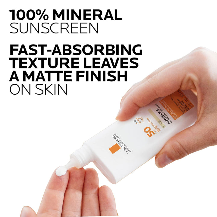 La Roche-Posay Anthelios Mineral Ultra-Light Face Sunscreen SPF 50, Zinc Oxide Sunscreen for Face, 100% Mineral Sunblock, Oil Free for Sensitive Skin, Daily Sun Protection