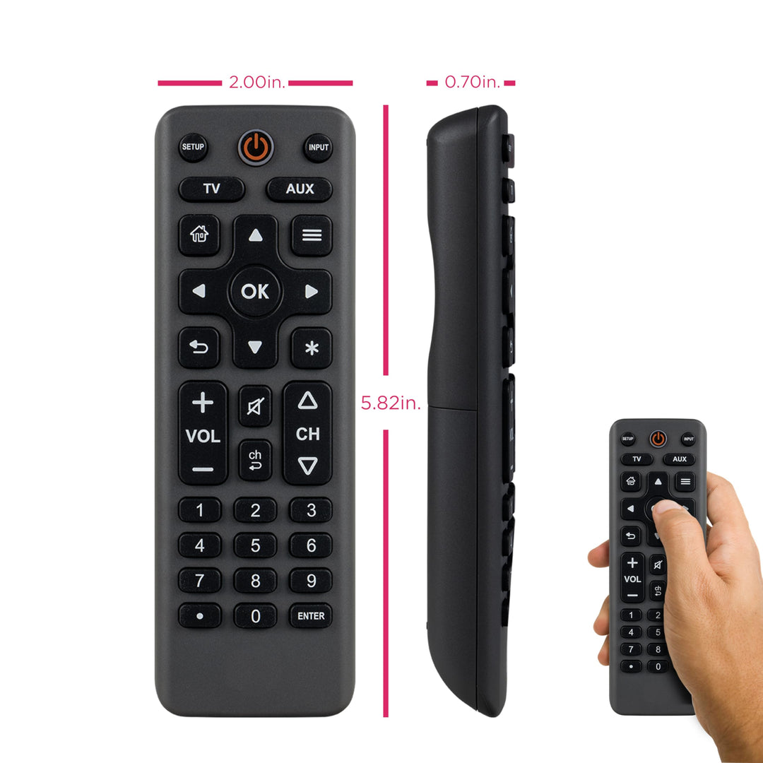 GE Big Button Universal Remote Control, Universal Replacement Remote for Samsung, LG, Vizio, Sony, Smart TV, Fire TV, 2 Device, Charcoal, 83036 Retail $25.99