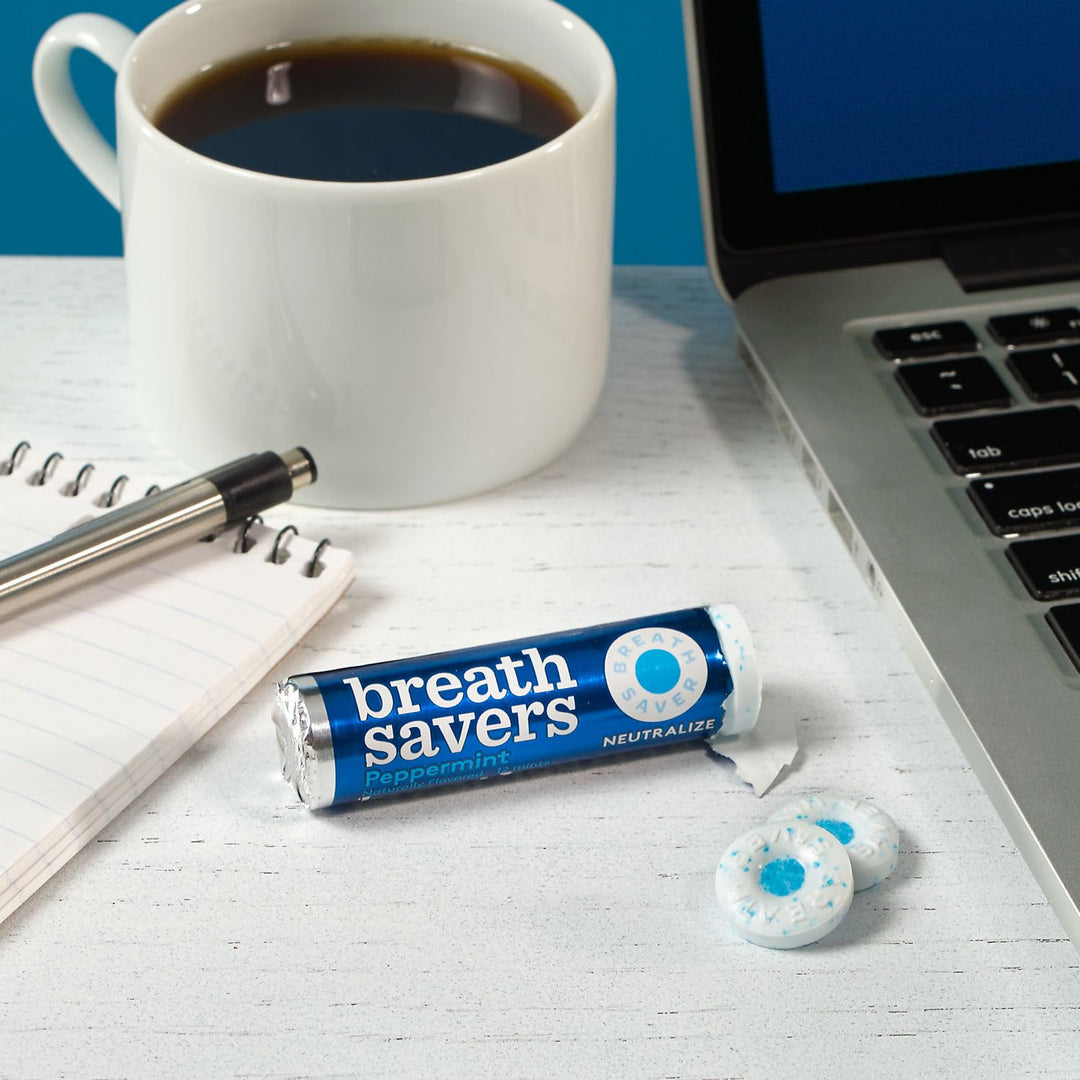 BREATH SAVERS Peppermint Flavored Sugar Free Breath Mints Rolls, .75 oz (12 Count) Retail $13.51