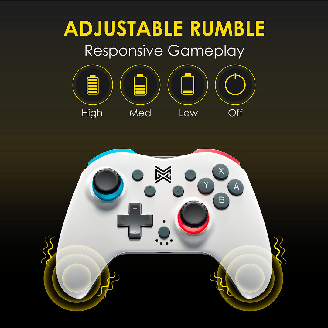 MGC Switchplate Wireless Controller for Switch/OLED/Lite, Gyro Control, Programmable Back Buttons, Adjustable Strength Rumble, 2 Magnetic Faceplates, Screwless Housing, Compact Design