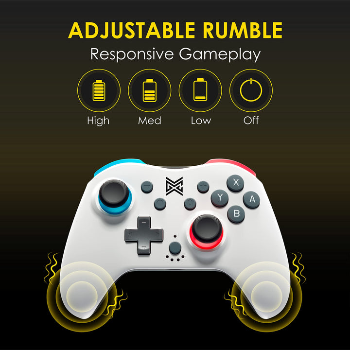 MGC Switchplate Wireless Controller for Switch/OLED/Lite, Gyro Control, Programmable Back Buttons, Adjustable Strength Rumble, 2 Magnetic Faceplates, Screwless Housing, Compact Design