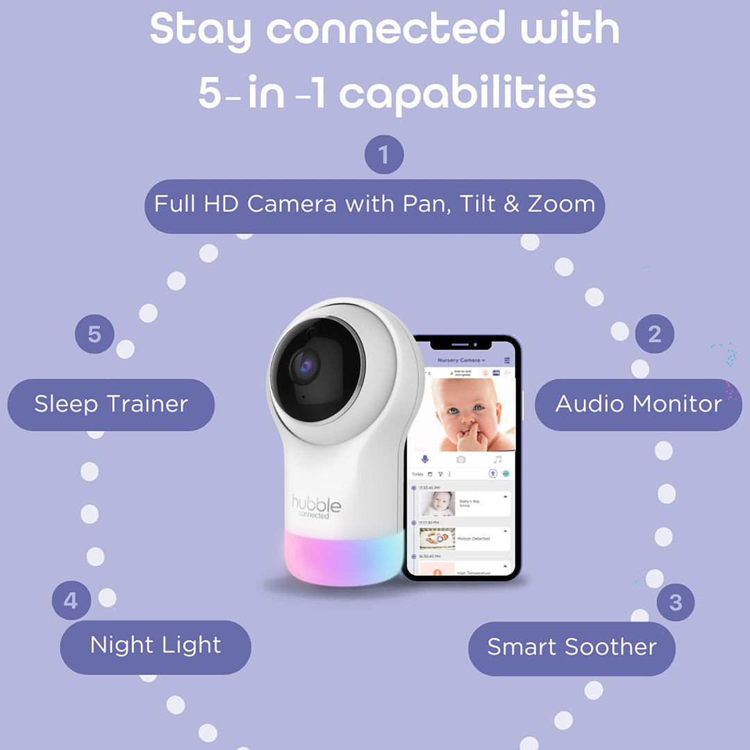 Hubble Connected Nursery Pal Glow, 5-in-1 Smart HD Baby Monitor with Night Light Retail $26.00