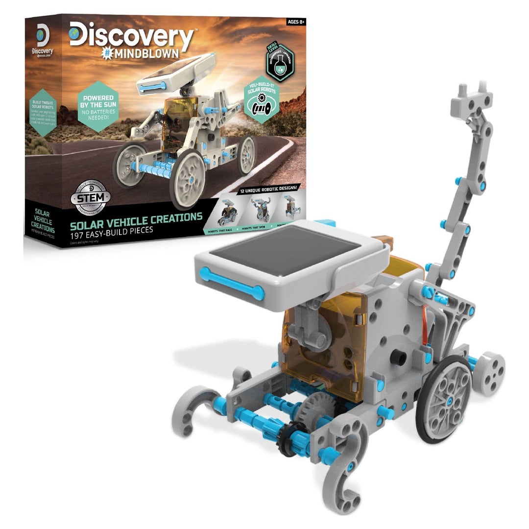 Discovery #Mindblown Solar Vehicle Creations 197 Easy-Build Pieces, Solar Robots, Powered by The Sun, STEM Science Technology Engineering Math Set, for Ages 8+, Vary Retail $14.99