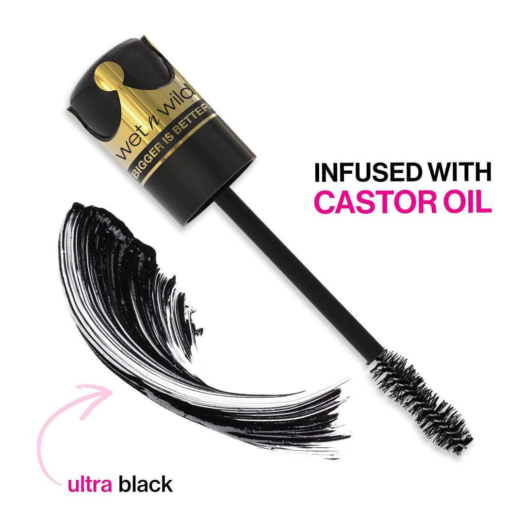 wet n wild Big Poppa Mascara- Volumizing, Lifting, Lengthening, Nourishing, Paraben Free, Cruelty-Free & Vegan - Blackest Black