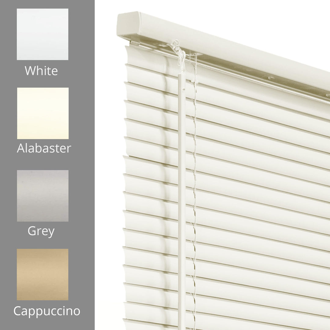 CHICOLOGY Cordless Mini Blinds, 1 Inch Vinyl Window Blinds, Room Darkening & Privacy, Easy Install with Adhesive Brackets, Child Safe, for Windows, Doors & Campers, Alabaster,72" W x 36" H Retail $22.99