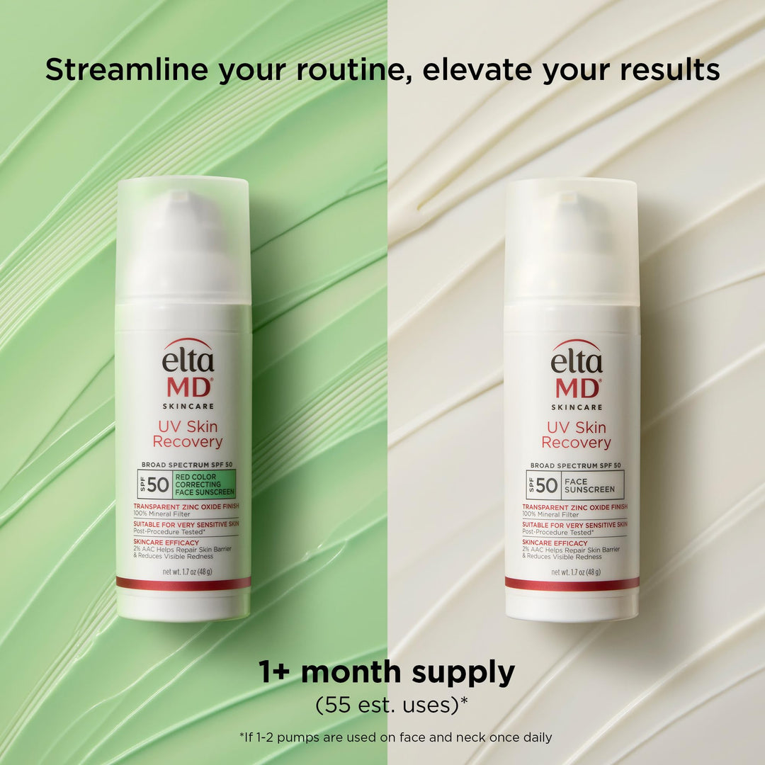 EltaMD UV Skin Recovery Green Tint All Mineral, Redness Reduction, Sensitive Skin Face Sunscreen SPF 50