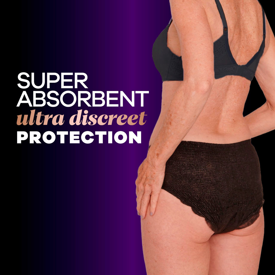 Always Discreet Boutique Incontinence and Postpartum Underwear for Women, Maximum Protection, Small/Medium, Black, 20 Count
