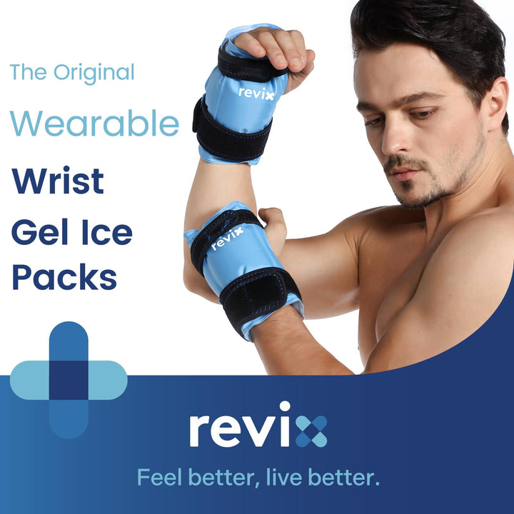 REVIX Wrist Ice Pack Wraps for Carpal Discomfort Soothing (2-Piece Set) Reusable Gel Hand Ice Packs, Cold Pack with Cold Compress, Promote Flexibility and Reduce Fatigue