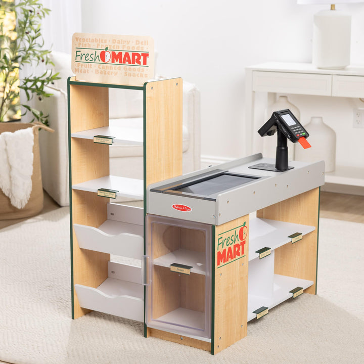 Melissa & Doug, Fresh Mart Pretend Grocery Store, Kids Cash Register with Scanner, Shelves, & Conveyor Belt, Kids Toys for Girls & Boys Retail $159.00