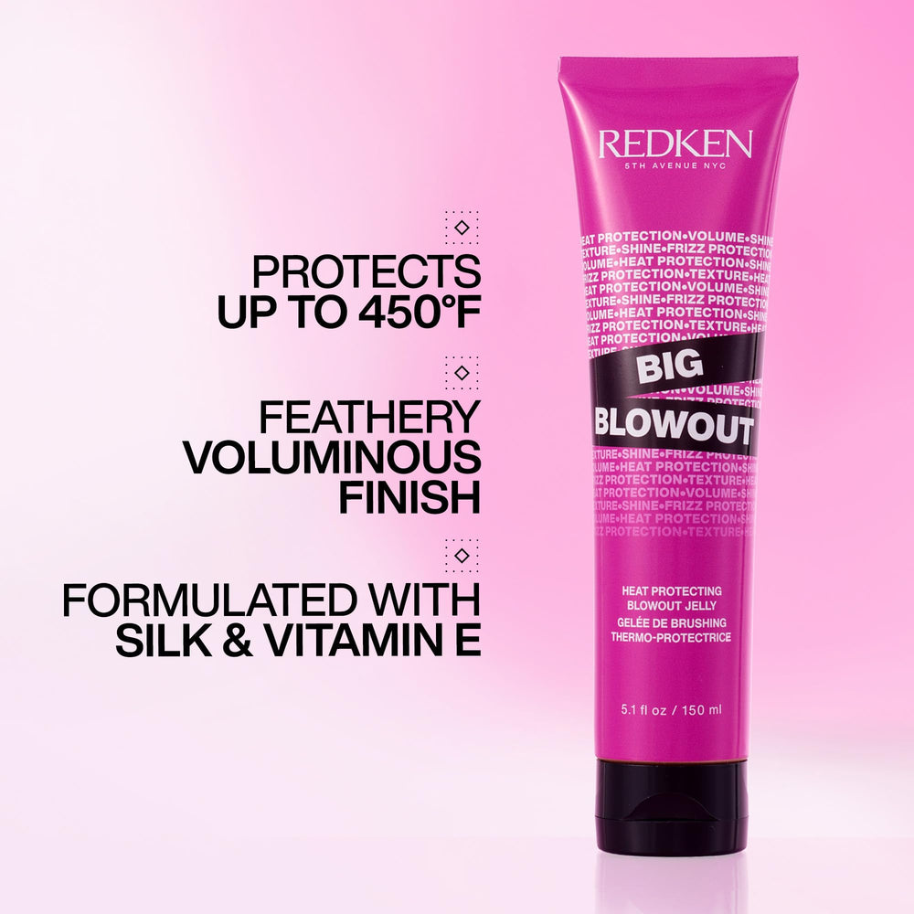 Redken Big Blowout Heat Protectant Gel - Provides All-Over Volume & Movement, Hair Shine & Frizz Control, Blowdry Gel For All Hair Types, 5.1 Fl Oz Retail $36.00