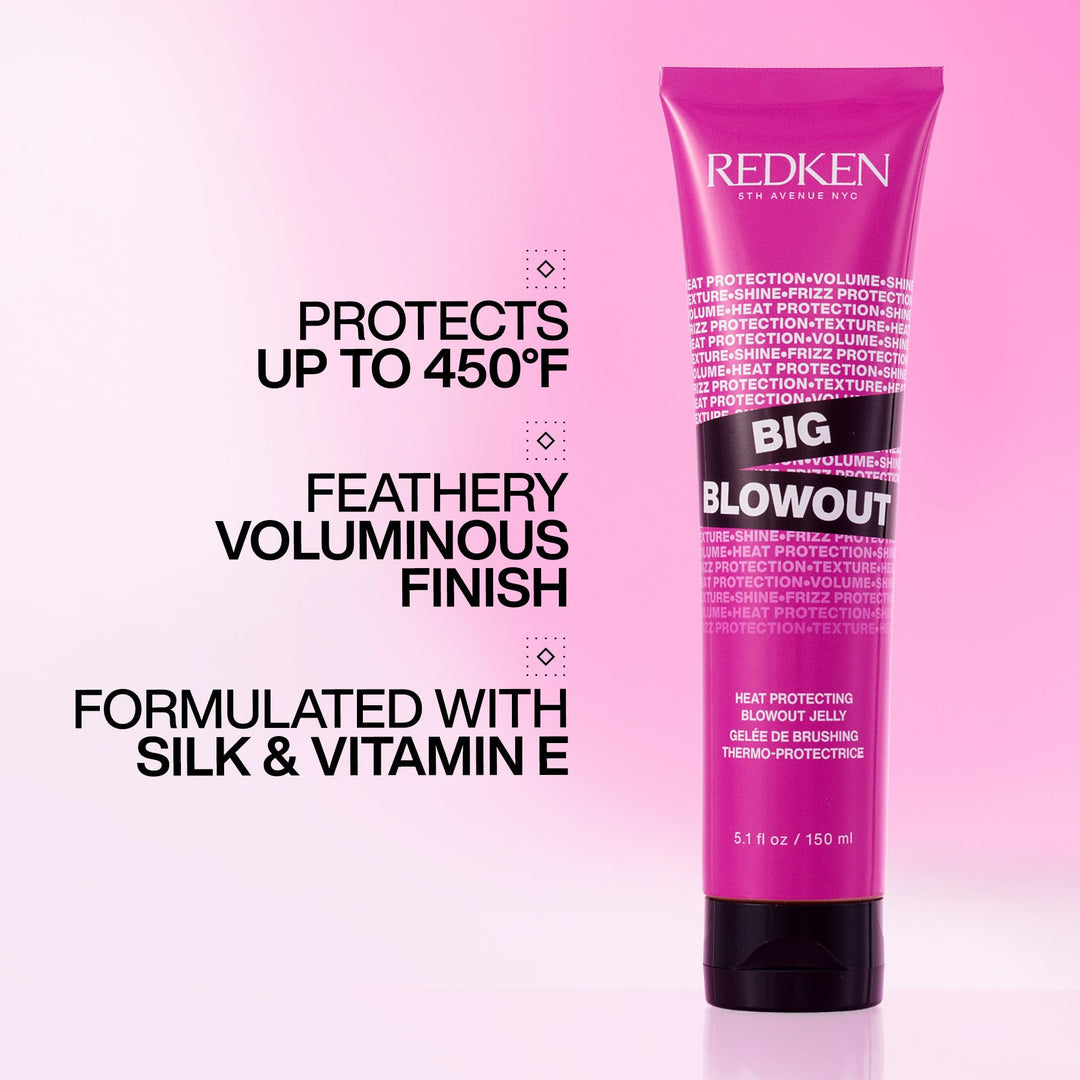 Redken Big Blowout Heat Protectant Gel - Provides All-Over Volume & Movement, Hair Shine & Frizz Control, Blowdry Gel For All Hair Types, 5.1 Fl Oz Retail $36.00