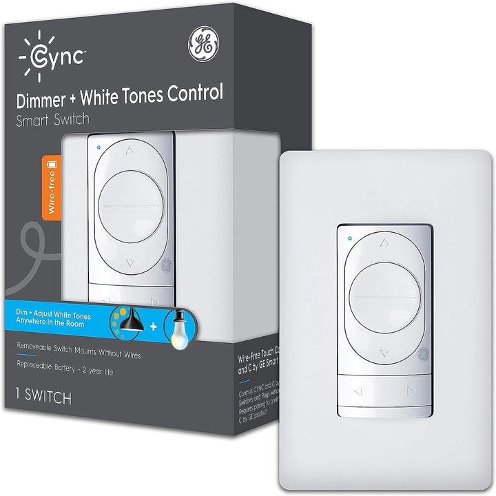 GE CYNC Dimmer Smart Switch, Wire-Free, Dimmer + White Tones Control with Bluetooth, No Wiring Required (Packaging May Vary) Retail $27.99