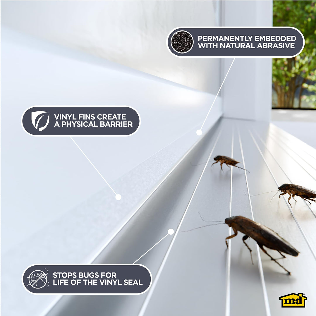 M-D Building Products 40717 Vinyl DENY™ Heavy-Duty U-Shape Slide-On Under Door Seal, Easy-to-Install, Weatherproof Seal for Doors, Bug Stopper, Effective Draft Blocker, Ideal for Home (36 Inch, White) Retail $24.92