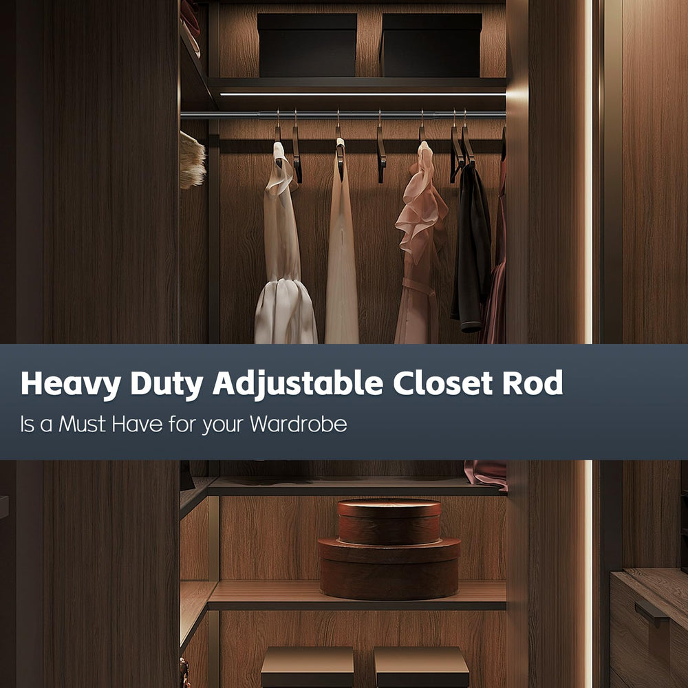 Adjustable Closet Rod 26-42 Inch, Closet Hanging Rod Heavy Duty, Closet Pole for Hanging Clothes, Closet Extender Hanging Bar for Wardrobe, Black Curtain Rod for Bathroom Shower Retail $12.99