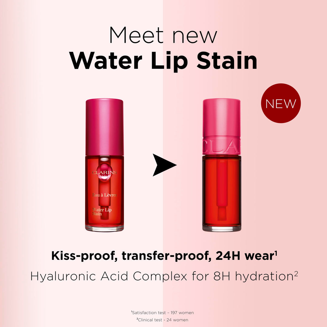 Clarins Water Lip Stain | Buildable Matte Finish | Kiss Proof, Transfer-Proof, Lightweight and Long Lasting | Contains Hyaluronic Acid | 0.2 Fluid Ounces, 04 Violet Water
