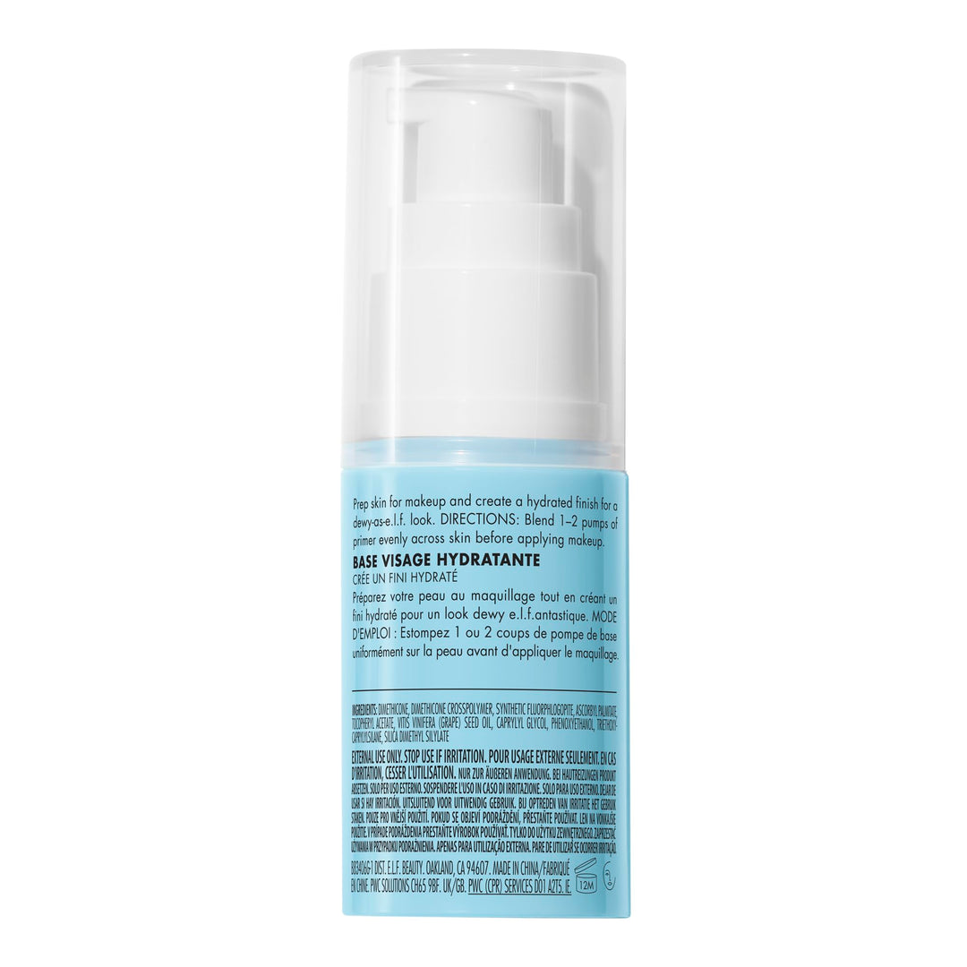 e.l.f. Hydrating Face Primer, Makeup Primer For Flawless, Smooth Skin & Long-Lasting Makeup, Fills In Pores & Fine Lines, Vegan & Cruelty-free, Small Retail $9.00