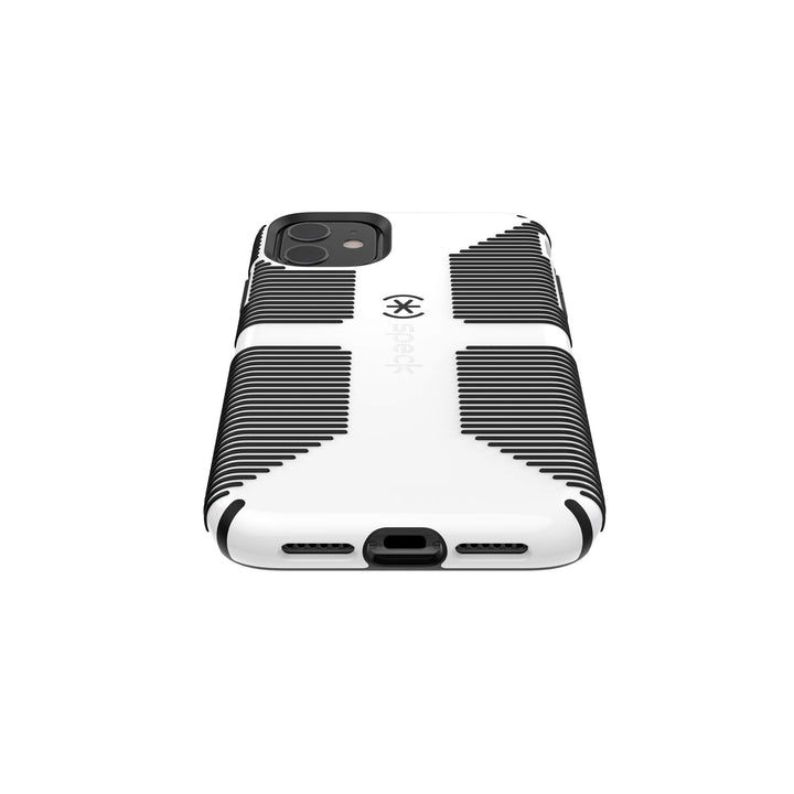 Speck iPhone 11 Case - Drop Protection, Raised Bumpers & Extra Grip Slim Design with Dual Layer Protective Cushion & Qi Wireless Charging Compatible - White, Black CandyShell Grip Retail $24.95