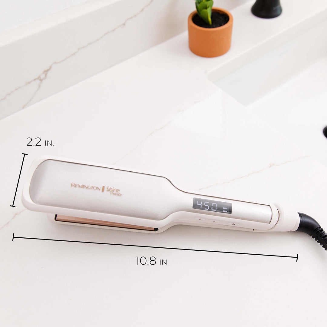Remington Shine Therapy 2 inch Hair Straightener, Flat Iron Infused with Argan Oil & Keratin, Professional Ceramic Flat Iron for Less Frizz, Shiny & Smooth Hot Styling Tools