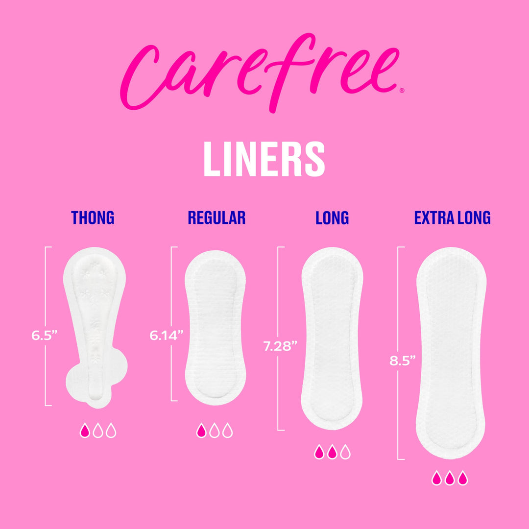 Carefree Panty Liners for Women, Regular, Wrapped, Unscented, 54ct | Pantiliners, Carefree Liners, Daily Liners for Women, Light Periods and Leaks, 8-Hour Odor Control | 54ct (Packaging May Vary)