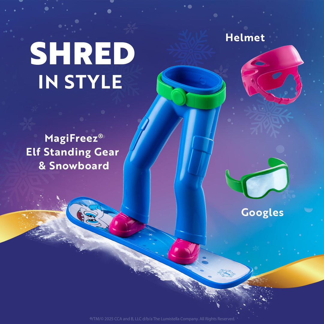 The Elf on the Shelf MagiFreez Swish and Sleigh Snowboard Set - Snowboard Elf Standing Pants and Gear - Scout Elf Not Included