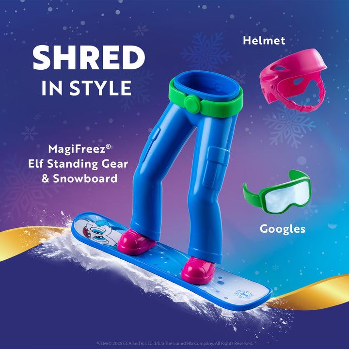 The Elf on the Shelf MagiFreez Swish and Sleigh Snowboard Set - Snowboard Elf Standing Pants and Gear - Scout Elf Not Included